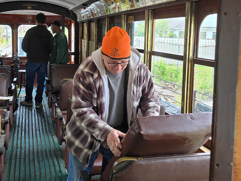 Volunteers restoring railway equipment